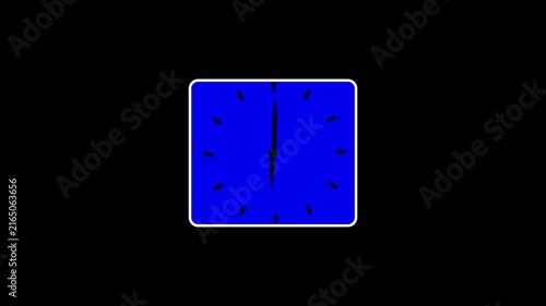 3D new blue color wall clock Beautiful design on black background. rs_783