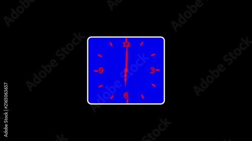 3D new blue color wall clock Beautiful design on black background. rs_783