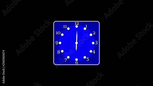 3D new blue color wall clock Beautiful design on black background. rs_783