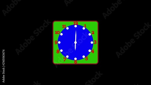 3D new blue color wall clock Beautiful design on black background. rs_783