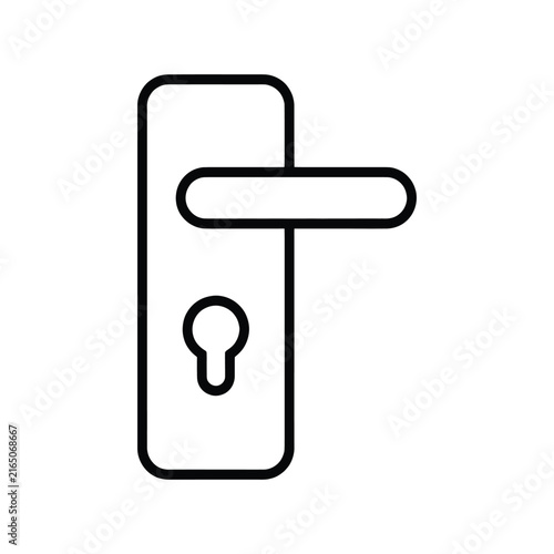 Simple line icon of a door handle with a keyhole, vector illustration of a door lock mechanism for security and home improvement concepts