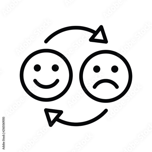 Icon showing a happy and sad face switching back and forth, representing mood swings or changing emotions