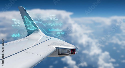 Sleek Composite Airliner Winglet and Navigation Light Against High-Altitude Sky