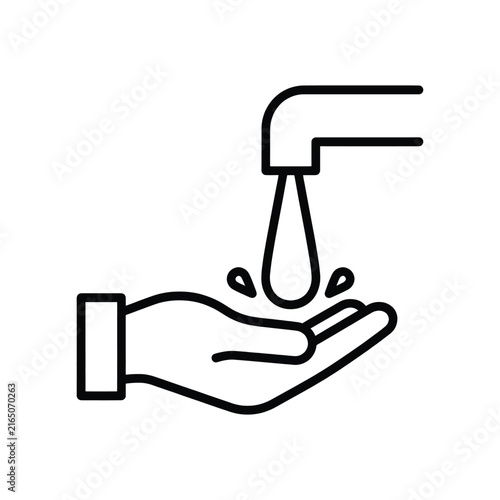 Hand washing icon, simple vector illustration of a hand under a water faucet, hygiene and cleanliness symbol