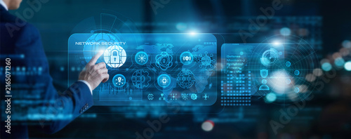Fotografie Security engineer touch virtual screen Network Security