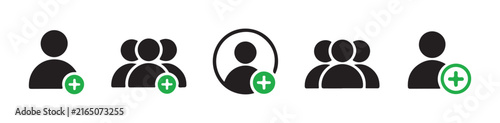 Add user icons featuring various group and individual contact creation interface elements.