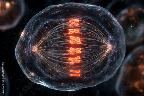 Scientific Illustration of Metaphase Stage in Mitosis Cell Division Process