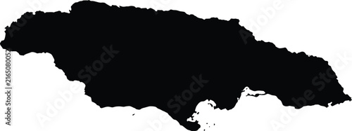 Jamaica black map silhouette isolated on transparent background for geography design projects.