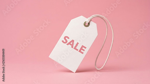 White paper hangtag with the word 