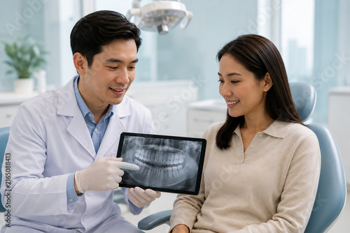 Dentist Reviewing Dental X-Ray With Patient