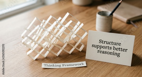 White Paper Structure Framework and Thinking Concept on Wooden Table