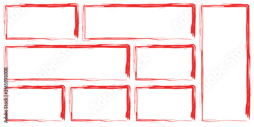 Abstract colorful grid pattern with rectangular shapes and red border accents