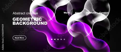 Принти на полотні Abstract purple, white shapes dominate dark background