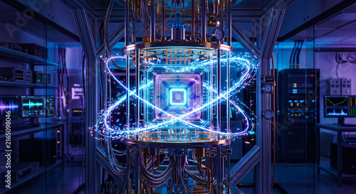 Futuristic Quantum Computing Processor Inside Advanced Laboratory