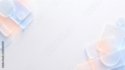 3D Glassmorphism Abstract Background with Frosted Shapes for UI Design