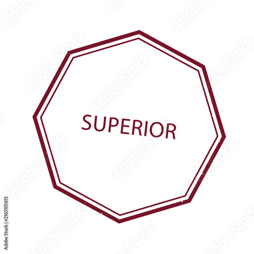 Red neon octagon frame with superior text isolated on transparent background