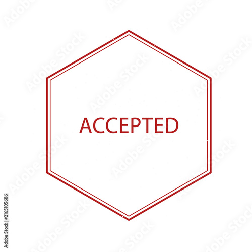 Red hexagonal rubber stamp text accepted isolated on transparent background