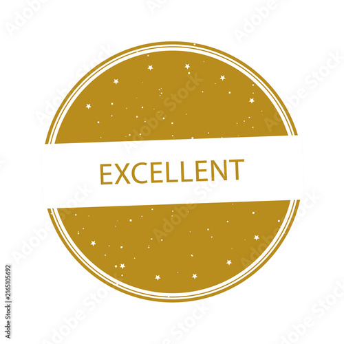 Gold circular badge with excellent text isolated on transparent background