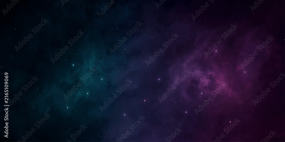 Fototapeta premium Abstract Blue Space Background with Glowing Stars, Cosmic Galaxy Nebula, Deep Universe, Bright Light, and Dreamy Outer Space Atmosphere