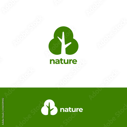 Simple Green Natural Trees Organic Leaf Logo Design Template