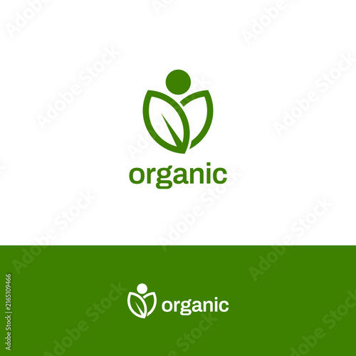 Simple Green Natural Organic Leaf Logo Design Template