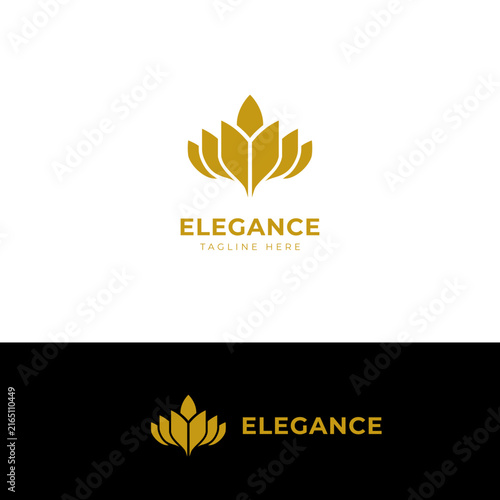 Abstract Simple Gold Luxury Flower Shape Logo Sign Symbol Icon