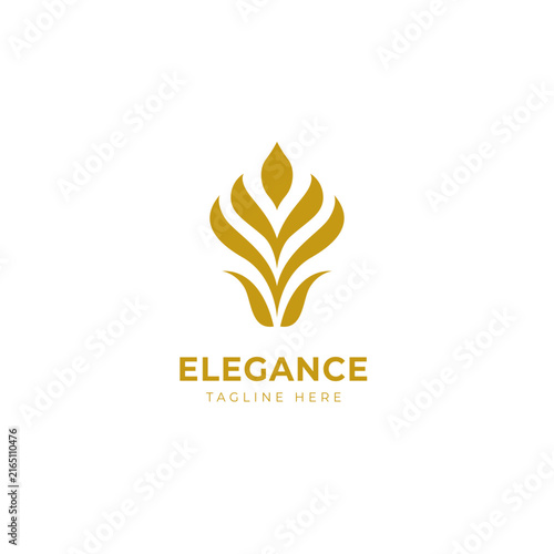 Abstract Simple Gold Luxury Ornamental Flower Leaf Shape Logo Sign Symbol Icon