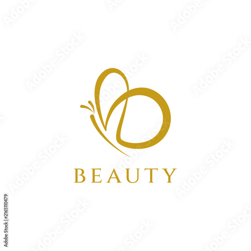 Abstract Simple Gold Luxury Ornamental Butterfly Shape Logo Sign Symbol Icon