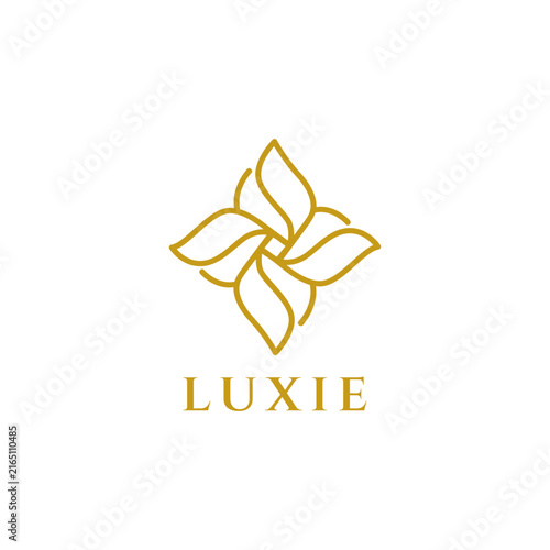 Abstract Simple Gold Luxury Ornamental Flower Shape Logo Sign Symbol Icon