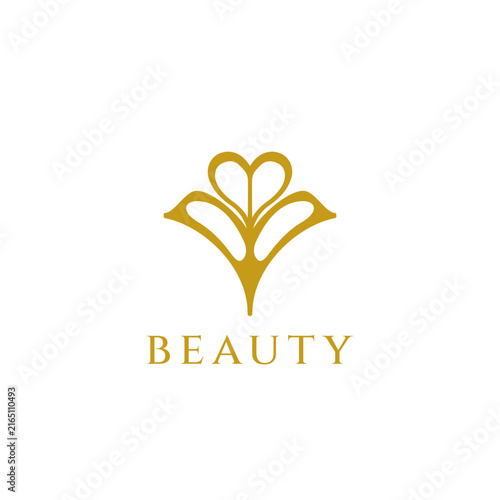 Abstract Simple Gold Luxury Ornamental Flower Leaf Shape Logo Sign Symbol Icon