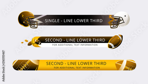 Set of lower third or sport banner design with American football template isolated on white background.