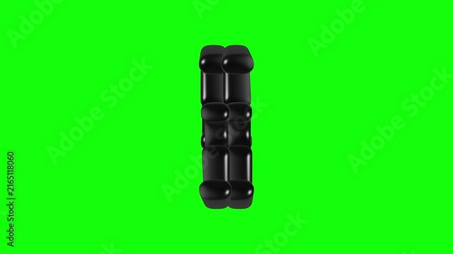 black modular plastic hose, resembling a Loc-Line 3D animated on green screen background