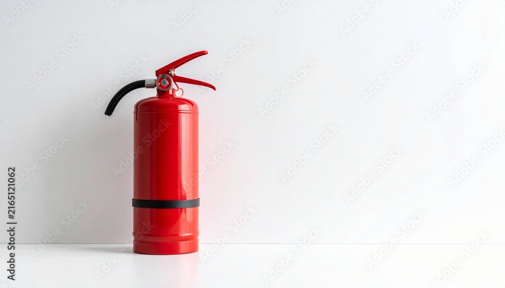 Obraz premium Red Fire Extinguisher Standing on White Background