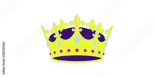 Obraz na plátně Golden royal crown with purple and red gems, featuring fleur-de-lis, perfect for monarchy or luxury themes
