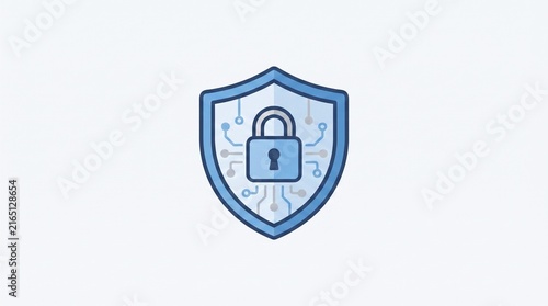 Obraz na płótnie Digital Cyber Security Shield Icon with Integrated Electronic Circuit Patterns for Network Protection