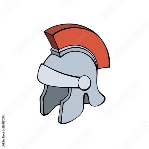 Foto Ancient Roman Centurion Helmet Vector Illustration Featuring Red Plume Crest Is