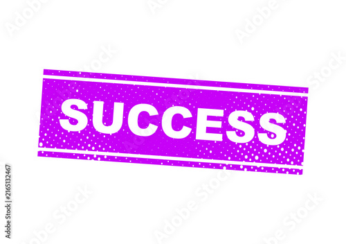 Purple success stamp with glittery text illustration