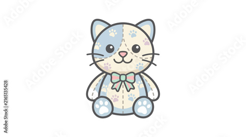 Cute Plush Cat Toy Vector Illustration