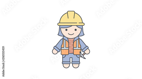 Female Construction Worker Vector Illustration