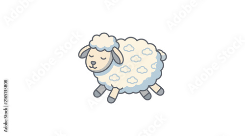 Cute Sleeping Sheep Cartoon Vector Illustration