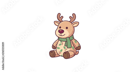 Cute Reindeer Plush Toy Vector Illustration