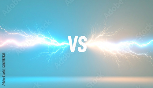 Versus screen background with powerful blue and orange lightning collision effect, VS battle concept for game, esports, and competition