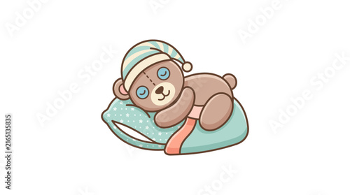 Cute Sleeping Teddy Bear Vector Illustration