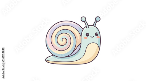 Cute Pastel Snail Vector Illustration