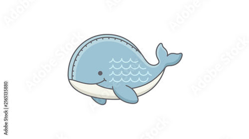 Cute Blue Whale Vector Illustration