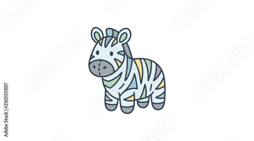 Cute Pastel Zebra Vector Illustration