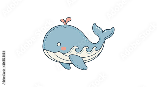 Cute Whale Kawaii Vector Illustration