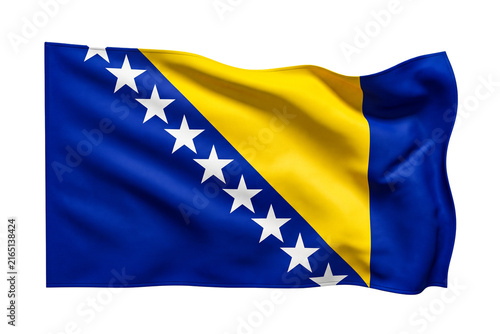 Foto Waving Bosnia and Herzegovina National Flag Isolated Transparent Background