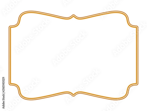 Golden shiny 3d frame. Luxury realistic ornamental border. Arabic window, arabesque frame, Indian decorative element. Object mockup for photo frame. Vector for certificate, vignette