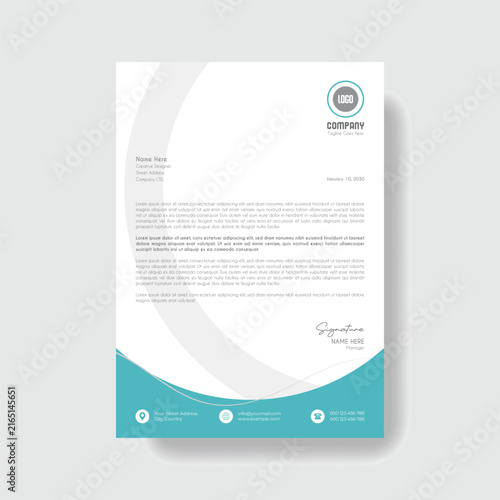 Modern Corporate Geometric Business Letterhead Template With Minimal Circle Elements Professional A4 Stationery Design Clean Branding Identity Layout For Company Office Documentation